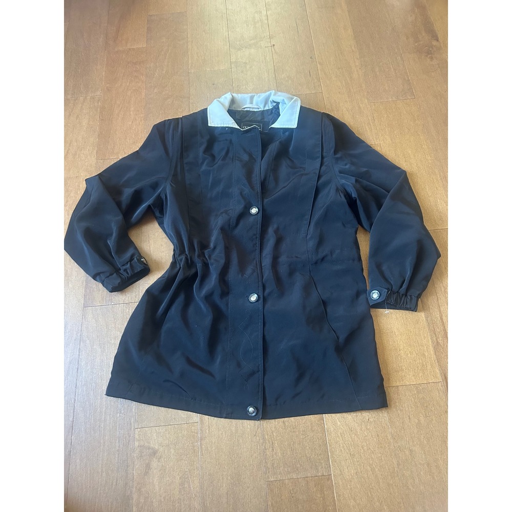 Outbrook Womens Black Lightweight Jacket Collar Cinched Waist Small 4/6 Vintage